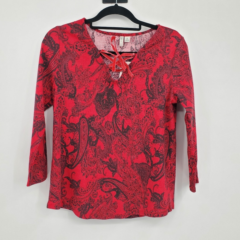 ♤♤ Cato Red Paisley Women's Top Size Medium NWT